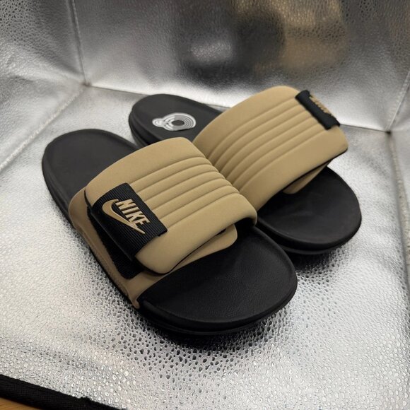 Size 8 Nike Offcourt Adjust Black Khaki Mens Comfort Slip On Slide DQ9624-004 - Picture 3 of 12